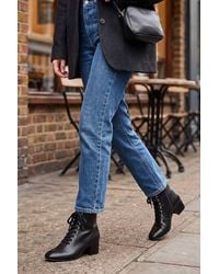 Spot on - Low Block Heel Lace-Up Ankle Boot With Metal Eyelets - Lyst