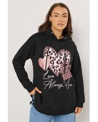 Yours - Triple Heart Leopard Hoodie - Lyst