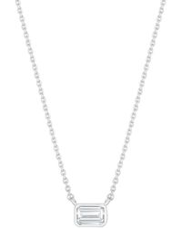Simply Silver - Sterling Silver 925 Cubic Zirconia Emerald Cushion Pendant Necklace - Lyst