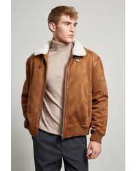 Burton - Brown Leather Look Borg Flight Jacket - Lyst