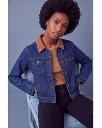 Roman - Cord Collar Denim Jacket - Lyst