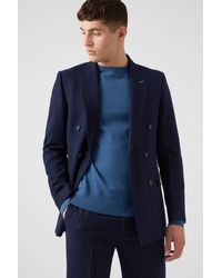 Burton - Navy Pinstripe Slim Fit Suit Jacket - Lyst
