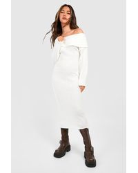 Boohoo - Off The Shoulder Sweater Dress - Lyst