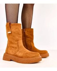 Love Lace - Insulated Suede Ankle Boots With Platform & Side Zip Closure - Lyst