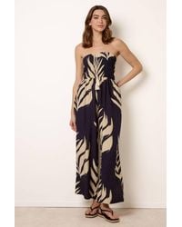 Blue Vanilla - Shirred Waist Sleeveless Slip On Tie Jumpsuit - Lyst