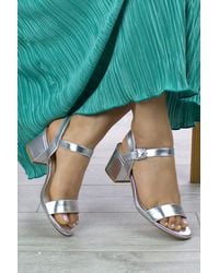 AJVANI - Mid Block Heel Buckle Ankle Strap Sandals - Lyst