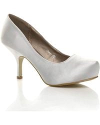 AJVANI - Mid High Heel Satin Court Shoes - Lyst