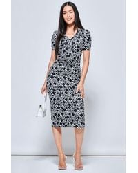 Jolie Moi - V Neck Bodycon Midi Dress - Lyst