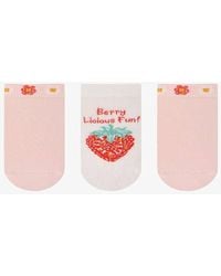 Penti - Berrylicious Fun Strawberry Pattern 3-Pack No-Show Socks - Lyst
