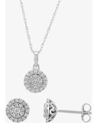 T.H.Baker - 9Ct 0.50Ct Diamond Cluster Halo Jewellery Set Th0121763 - Lyst