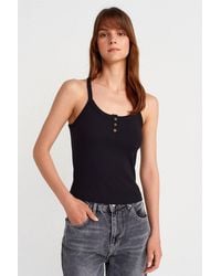 Dilvin - Slim Fit Ribbed Knit Cami Blouse - Lyst