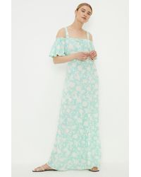 Dorothy Perkins - Aqua Floral Print Cold Shoulder Midi Dress - Lyst
