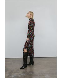 Warehouse - Petite Woven Midi Tea Dress In Floral - Lyst