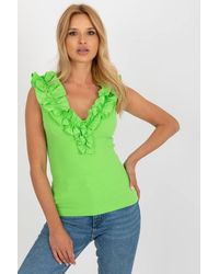 Love Lace - Ribbed Cotton Sleeveless Vest With Ruffles - Lyst