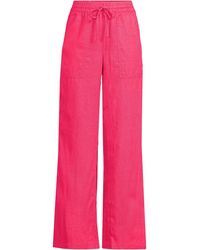 Lands' End - Wide Leg Pull-On Linen Trousers - Lyst
