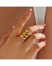 The Colourful Aura - Chunky Triple Dome Adjustable Stacked Wide Band Ring - Lyst