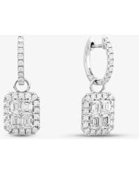 T.H.Baker - 18Ct Brilliant & Emerald Cut Diamond Hoop Dropper Earrings E27616Gw18Dd - Lyst