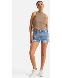 Urban Bliss - Plus Size Denim Split Hem Mom Short - Lyst