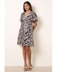 Blue Vanilla - Shirred Waist Short Sleeve V-Neck Mini Dress - Lyst