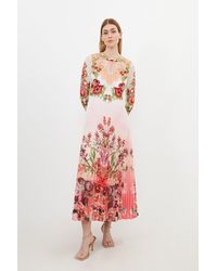 Karen Millen - Petite Floral Guipure Lace Woven Maxi Dress - Lyst