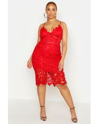 Boohoo - Womens Plus Premium Crochet Lace Stappy Midi Dress - Lyst