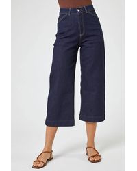 Roman - Wide Leg Stretch Denim Cropped Culottes - Lyst