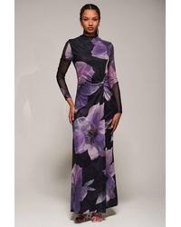 Jolie Moi - High Neck Long Sleeve Mesh Maxi Dress - Lyst