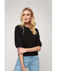 Dorothy Perkins - Black Lace Front Knitted T Shirt - Lyst