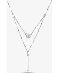 T.H.Baker - Sterling Cubic Zirconia Pave Two Row Double Lariat Necklace N611060 - Lyst