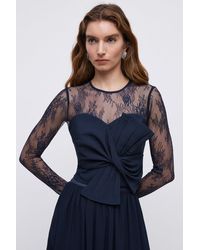 Coast - Crepe Statement Bow Long Sleeve Lace Bridesmaids Top - Lyst