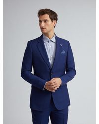 Burton - Blue Self Check Skinny Fit Suit Jacket - Lyst