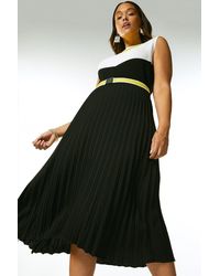 Karen Millen - Plus Size Colour Block Pleat Skirt Knit Dress - Lyst