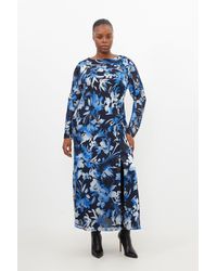 Karen Millen - Plus Size Satin Floral Devore Woven Maxi Dress - Lyst