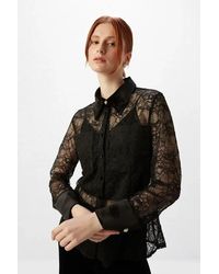 GUSTO - Lace Shirt With Velvet Details - Lyst