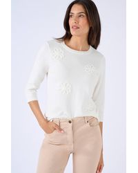 DAMART - Everyday 3/4 Sleeve Cotton-Rich Embroidered Jumper - Lyst