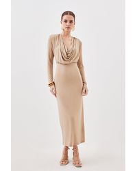 Karen Millen - Petite Jersey Crepe Midaxi Cowl Neck Dress - Lyst