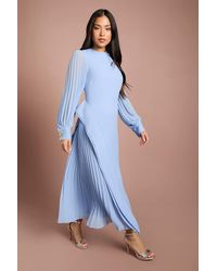 Coast - Petite Long Sleeve Pleated Crepe Midaxi Dress - Lyst