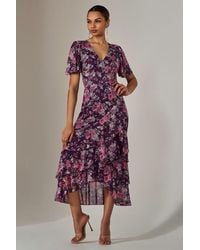 Jolie Moi - Mesh Print Frill Hem Midaxi Dress - Lyst