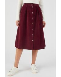 DAMART - Corduroy Button-Front Midi Skirt - Lyst