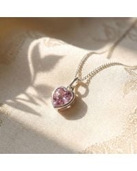 Harfi - Mini Heart Rose Quartz October Birthstone Necklace - Lyst