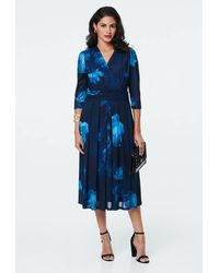Izabel London - Printed Ruched Faux Wrap Midi Dress - Lyst