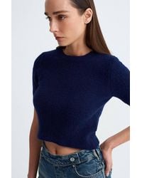 Dilvin - Ribbed Crew Neck Short-Sleeve Sweater - Lyst