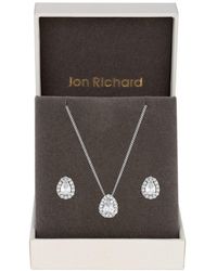 Jon Richard - Rhodium Plated Cubic Zirconia Pear Stone Set - Gift Boxed - Lyst