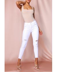 MissPap - High Waisted Distressed Skinny Jean - Lyst