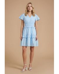 Dorothy Perkins - Frill Broderie Sleeve Tiered Hem Mini Dress - Lyst