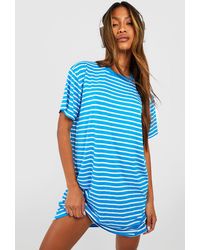 Boohoo - Oversized Stripe T-shirt Dress - Lyst