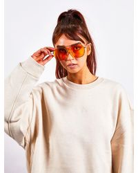 SVNX - Gold Rounded Aviator Style Sunglasses - Lyst