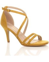 AJVANI - High Heel Crossed Straps Buckle Strappy Sandals - Lyst