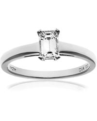 Jewelco London - 18Ct Emerald Cut 1/2Ct Diamond 4 Claw Solitaire Ring - Lyst