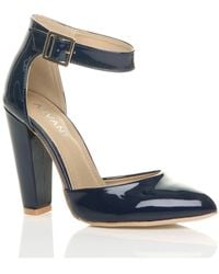 AJVANI - High Heel Ankle Strap Pointed Toe Patent Court Shoes - Lyst